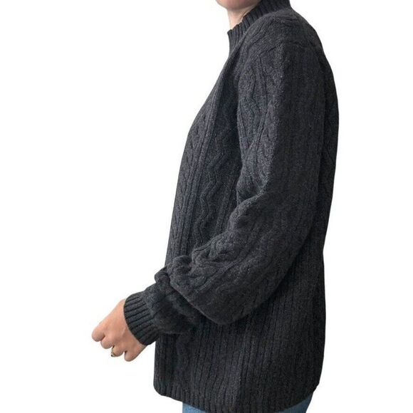 Brooks Brothers Mens Gray Merino Wool Cashmere Cable Knit Fisherman Sweater XL - Picture 8 of 8
